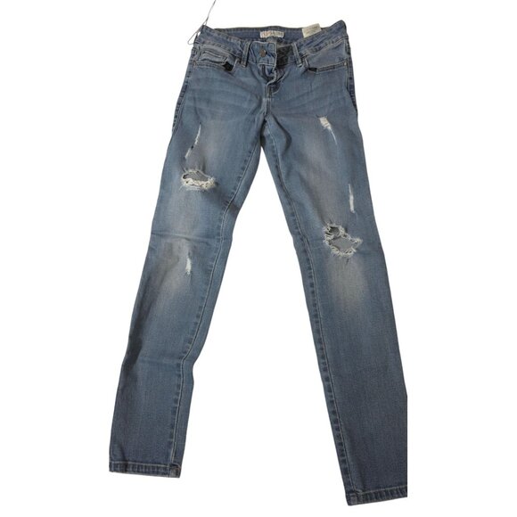 Guess Los Angeles Distressed Skinny Jeans Size 27 Blue Denim Women's - Picture 1 of 7